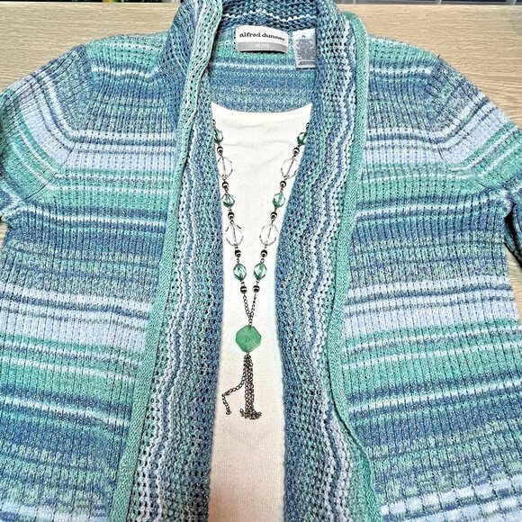 Alfred Dunner - Cardigan Sweater/Tank Twinset Women's PL Striped Silver Metallic - Picture 10 of 16